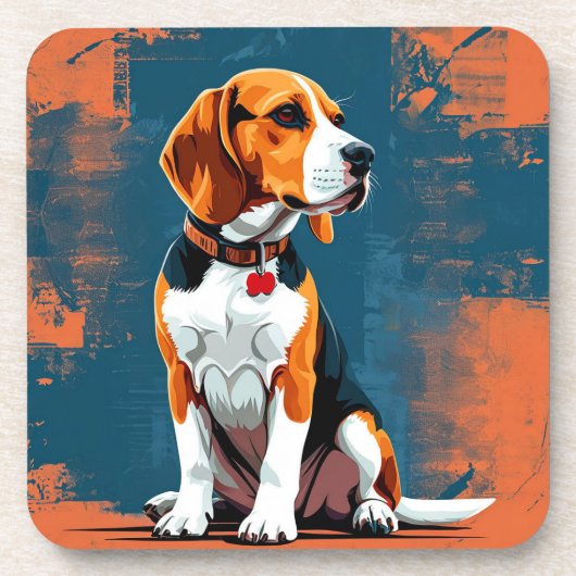 Beagle-hond in abstracte achtergrond bier onderzetter (Voorkant)