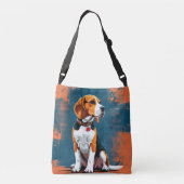 Beagle-hond in abstracte achtergrond crossbody tas (Achterkant)