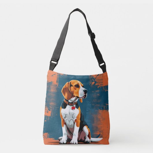 Beagle-hond in abstracte achtergrond crossbody tas (Voorkant)