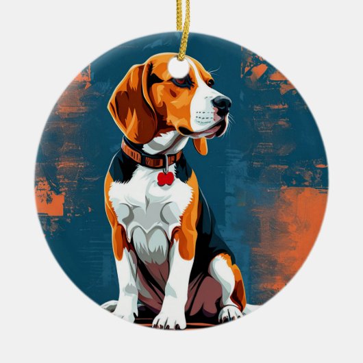 Beagle-hond in abstracte achtergrond keramisch ornament (Voorkant)