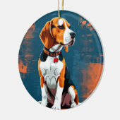 Beagle-hond in abstracte achtergrond keramisch ornament (Links)
