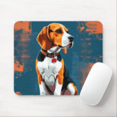 Beagle-hond in abstracte achtergrond muismat (Met muis)