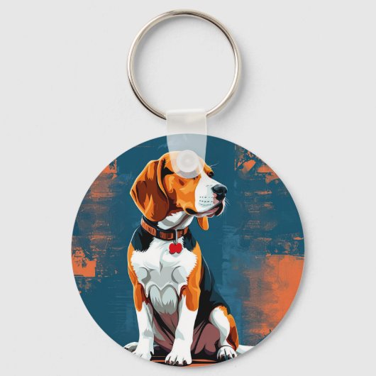 Beagle-hond in abstracte achtergrond sleutelhanger (Voorkant)