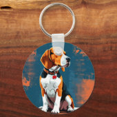 Beagle-hond in abstracte achtergrond sleutelhanger (Voorkant)