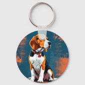 Beagle-hond in abstracte achtergrond sleutelhanger (Achterkant)