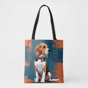 Beagle-hond in abstracte achtergrond tote bag