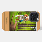 Beagle-hond in bos rustiek iPhone hoesje (Achterkant horizontaal)