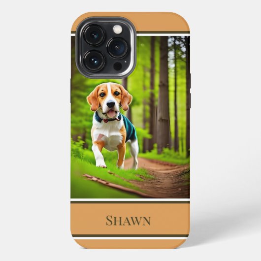 Beagle-hond in bos rustiek iPhone hoesje (Achterkant)