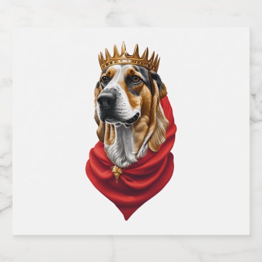 Beagle hond in een kroon sparkling wijnetiket (Enkel label)