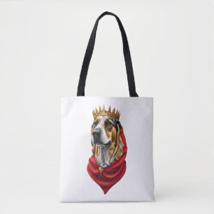 Beagle hond in een kroon tote bag