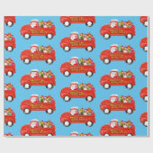 Beagle Hond in Kerst Levering Truck Cadeaupapier (Vlak)