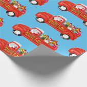 Beagle Hond in Kerst Levering Truck Cadeaupapier (Hoek)