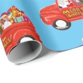 Beagle Hond in Kerst Levering Truck Cadeaupapier (Rol Hoek)