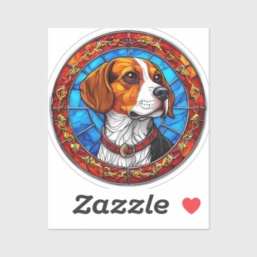 Beagle-hond in levendig glas-in-loodkunst sticker (Vel)