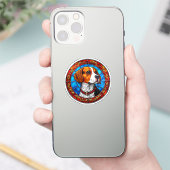 Beagle-hond in levendig glas-in-loodkunst sticker (Telefoon)