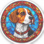 Beagle-hond in levendig glas-in-loodkunst sticker (Voorkant)