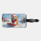 Beagle-hond in slee laat het sneeuwen Kerstmis Bagagelabel (Achterkant horizontaal)