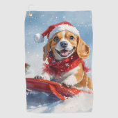 Beagle-hond in slee Laat het sneeuwen Kerstmis Golfhanddoek (Voorkant)