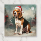 Beagle Hond in Sneeuw Kerstmis Bedankjes Labels (Achterkant)
