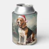 Beagle Hond in Sneeuw Kerstmis Blikjeskoeler (Blikje Voorkant)