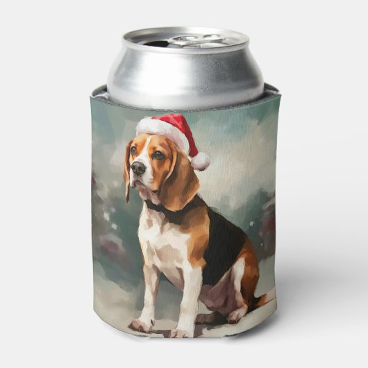 Beagle Hond in Sneeuw Kerstmis Blikjeskoeler (Blikje Voorkant)