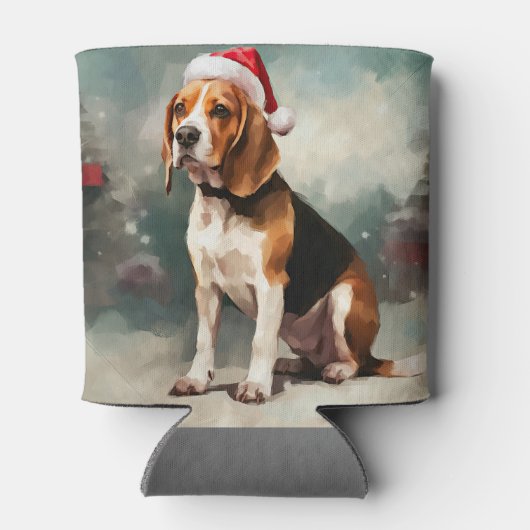 Beagle Hond in Sneeuw Kerstmis Blikjeskoeler (Achterkant)