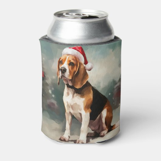 Beagle Hond in Sneeuw Kerstmis Blikjeskoeler (Blikje Achterkant)