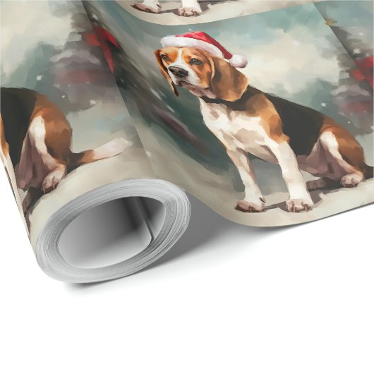Beagle Hond in Sneeuw Kerstmis Cadeaupapier (Rol Hoek)