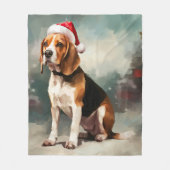 Beagle Hond in Sneeuw Kerstmis Fleece Deken (Voorkant)