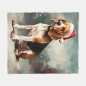 Beagle Hond in Sneeuw Kerstmis Fleece Deken (Voorkant (Horizontaal))