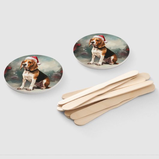 Beagle Hond in Sneeuw Kerstmis Handwaaier (Niet-gemonteerd)