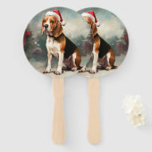 Beagle Hond in Sneeuw Kerstmis Handwaaier (Voorkant en achterkant)