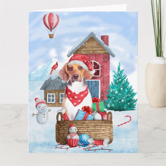 Beagle-hond in sneeuw Kerstmis Hondenhok Kaart (Voorkant)