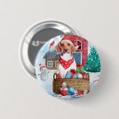 Beagle-hond in sneeuw Kerstmis Hondenhok Ronde Button 5,7 Cm (Voorkant /achterkant)