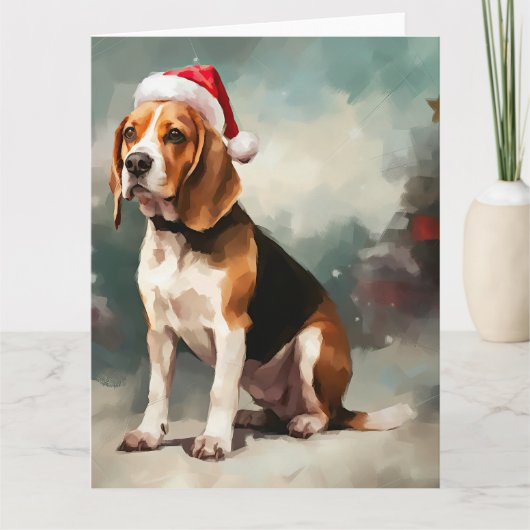 Beagle Hond in Sneeuw Kerstmis Kaart (Voorkant)