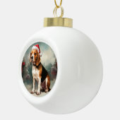 Beagle Hond in Sneeuw Kerstmis Keramische Bal Ornament (Rechts)