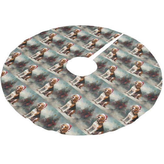 Beagle Hond in Sneeuw Kerstmis Kerstboom Rok (Gekanteld)