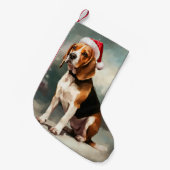 Beagle Hond in Sneeuw Kerstmis Kleine Kerstsok (Voorkant (Hangend))