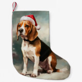 Beagle Hond in Sneeuw Kerstmis Kleine Kerstsok (Voorkant)