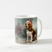 Beagle Hond in Sneeuw Kerstmis Koffiemok (Voorkant rechts)