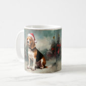 Beagle Hond in Sneeuw Kerstmis Koffiemok (Voorkant links)