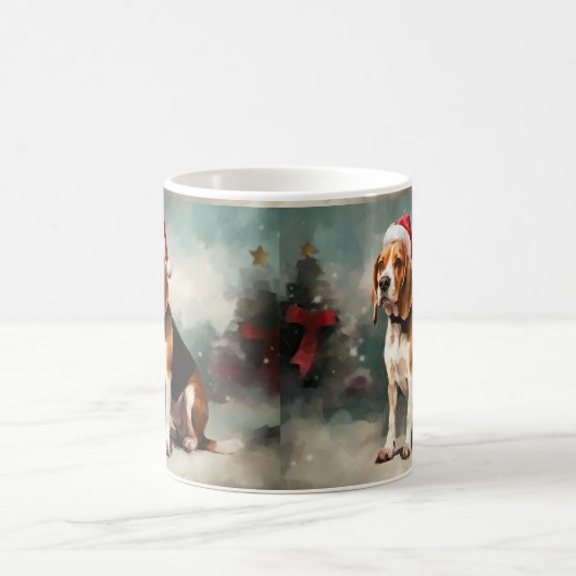 Beagle Hond in Sneeuw Kerstmis Koffiemok (Center)