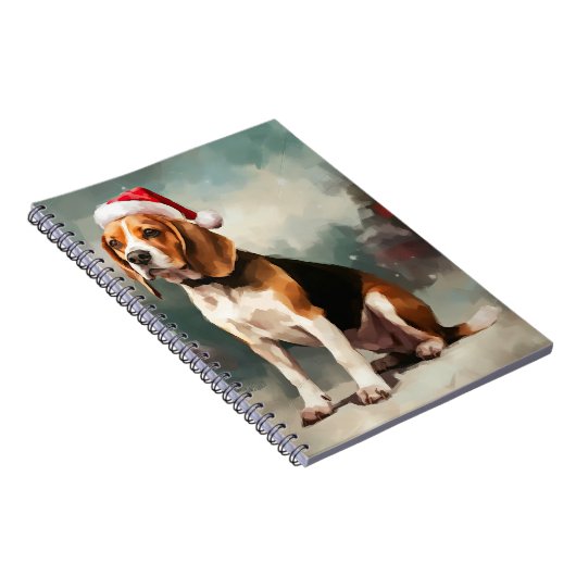 Beagle Hond in Sneeuw Kerstmis Notitieboek (Rechterzijde)