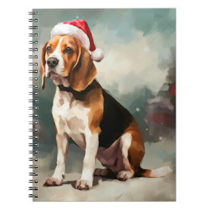 Beagle Hond in Sneeuw Kerstmis Notitieboek
