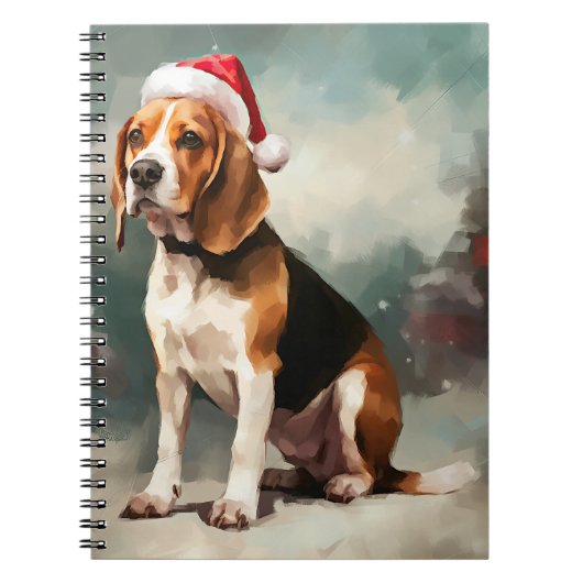 Beagle Hond in Sneeuw Kerstmis Notitieboek (Voorkant)