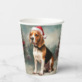 Beagle Hond in Sneeuw Kerstmis Papieren Bekers (Achterkant)