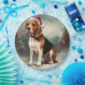 Beagle Hond in Sneeuw Kerstmis Papieren Bordje (Feest)