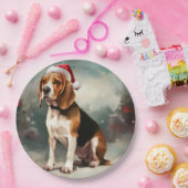 Beagle Hond in Sneeuw Kerstmis Papieren Bordje (Feest)