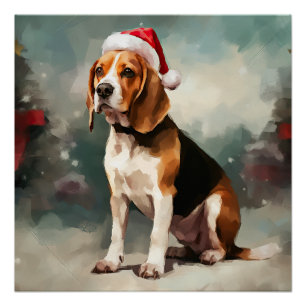 Beagle Hond in Sneeuw Kerstmis Perfect Poster