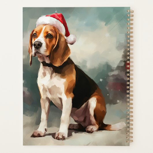 Beagle Hond in Sneeuw Kerstmis Planner (Achterkant)